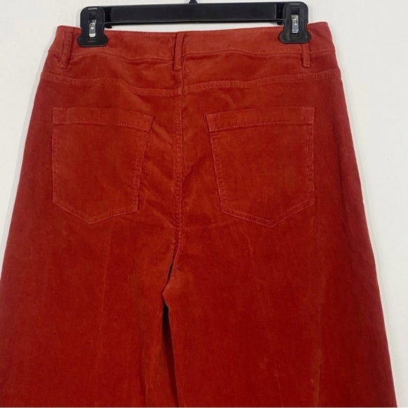 ANN MASHBURN Wide Leg Cropped Corduroy Pant Rust Stretch - Picture 6 of 11